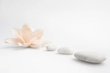Zelfklevend Fotobehang wellness still life pebbles and  lily © Kirsten Hinte