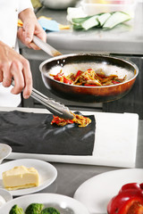 Preparing pasta roll
