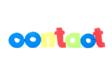 Fototapeta premium colorful letters with contact isolated on white background