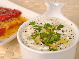 Tzatziki and marinated peppers