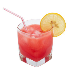 a glass with a watermelon juice