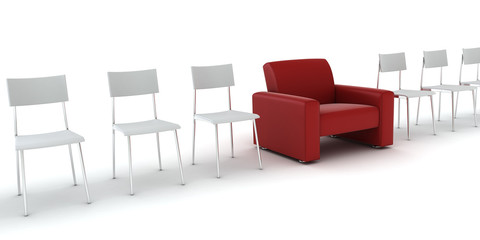 special comfortable armchair between ordinary seats