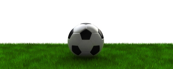 football on grass with clipping path