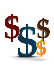 isolated dollar symbol on white