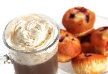 Creamy cappuccino with muffins