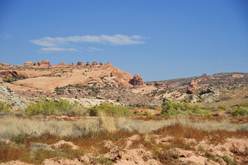 Blue skies and Sunny day at Arches Canyon, Utah. USA