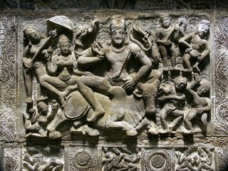Indian temple architecture, Roof decor in Aihole hindu temple, Karnataka, India