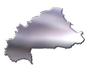 Obraz premium Burkina Faso 3D Silver Map