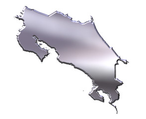Obraz premium Costa Rica 3D Silver Map