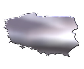 Obraz premium Poland 3D Silver Map
