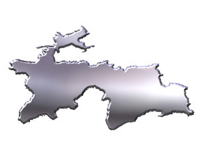 Fototapeta premium Tajikistan 3D Silver Map