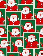 Seamless pattern with Santa portraits