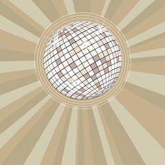 retro party background with golden disco ball and stars