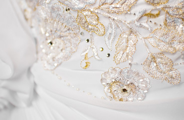 Detail of the fabric of a wedding dress