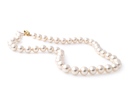 Pearl necklace isolated on white background