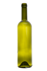Empty wine bottle on white background