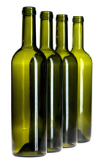Empty wine bottle on white closeup