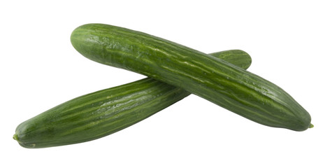 two cucumbers isolated on white background