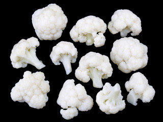 fresh cauliflower isolated on black