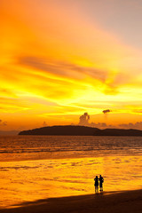Obraz premium Sunset at Ao Nang beach, south of Thailand