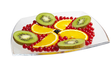 fresh fruit on glass plate