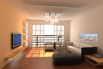 3d rendering interior of a modern living room