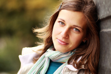 Fototapeta premium Closeup portrait of a sad young woman