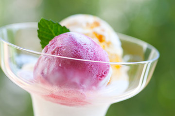 Gefrorenes Dessert im Garten