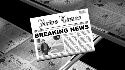 Newspaper press printing newest edition with breaking newsflas