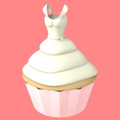 Wedding dress cupcake - 3d computer generated