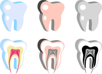 Medical Dental icons, tooth scheme, emblem, illustration. Simply