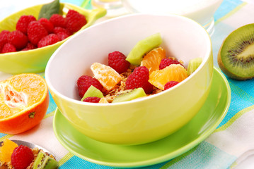 muesli with fresh fruits as diet food