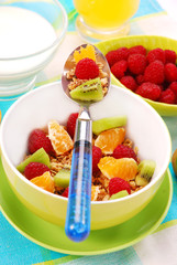muesli with fresh fruits as diet food