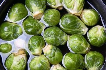 Brussels sprouts in water