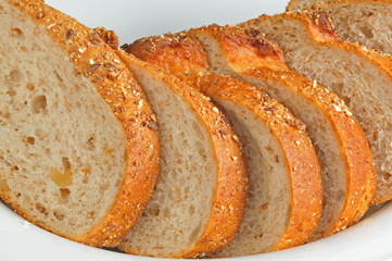 slice of walnut bread in the plate