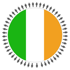 Round Irish flag with people