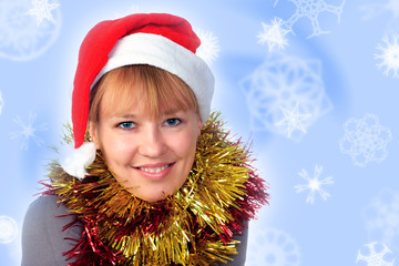 Woman wearing a santa hat