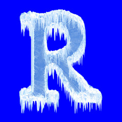 Ice-covered alphabet. Letter R.Upper case.With clipping path.