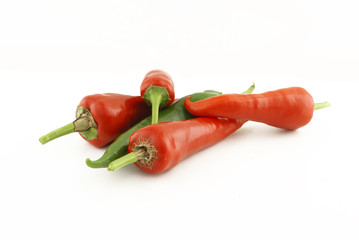 Red and green peppers.