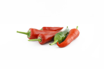 Red and green peppers.