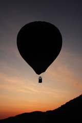 Hot air balloon with sunset