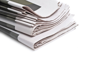 close up detail of international newspapers