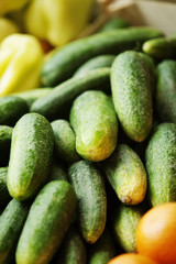 gherkins on a market stall
