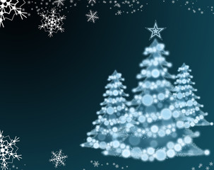 Three Blue Christmas Trees