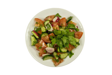 Salad with cucumbers and tomatoes