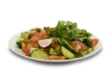Salad with cucumbers and tomatoes