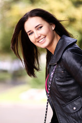 Closeup portrait of a happy young woman smiling