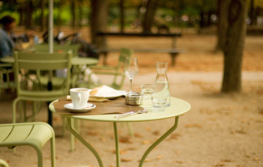 Street cafe in the Luxembourg garden, Paris, France