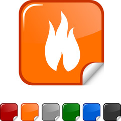 Fire sticker icon. Vector illustration