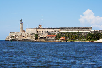 The  "El Morro" castle in the entrance of the bay of Havana